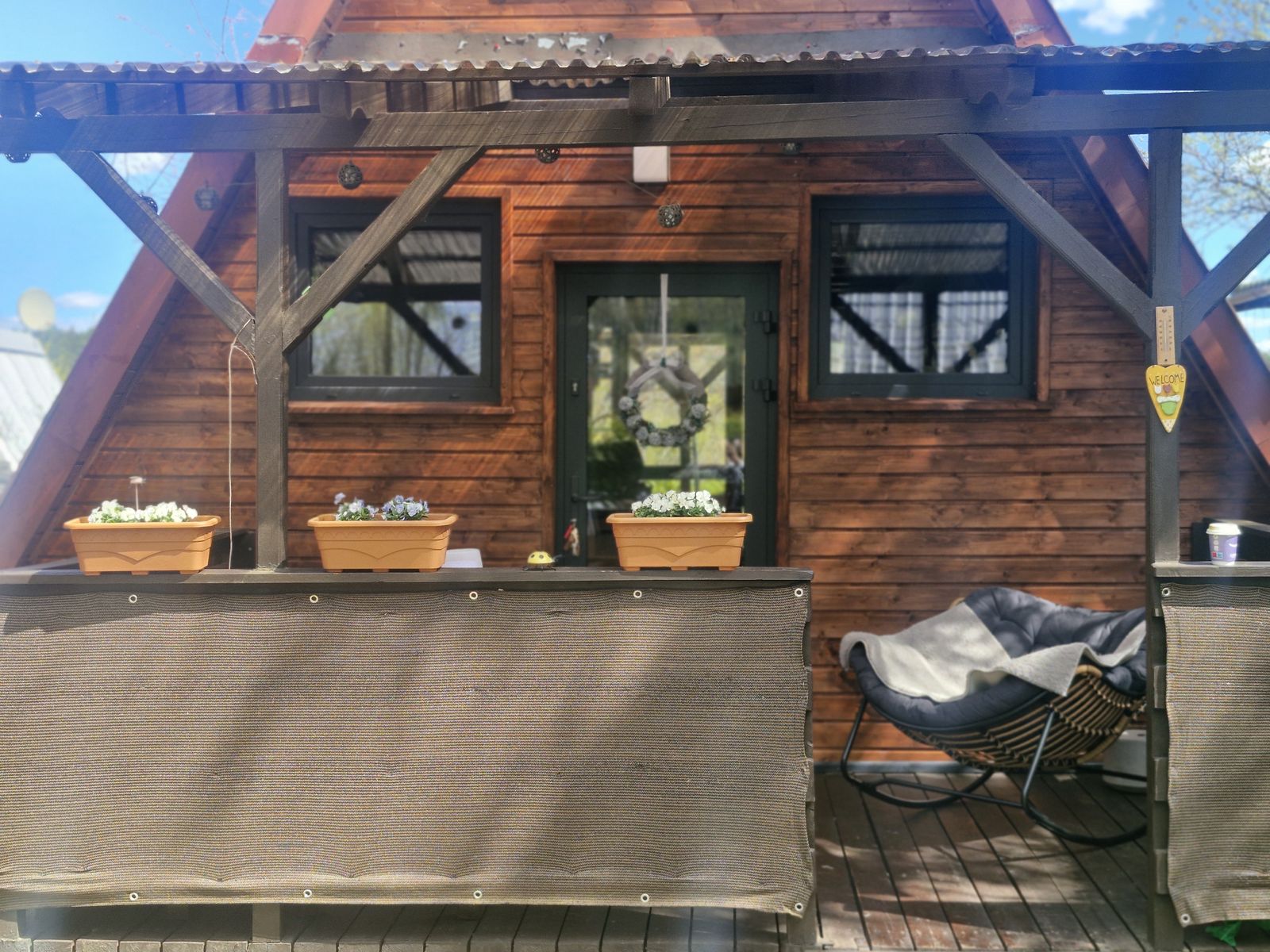 Domek letniskowy Tleń - taras z przodu